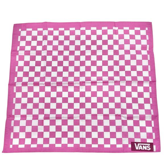Vans Bandana Pink and White Checkerboard Checkered Cotton 22" New - Picture 3 of 5